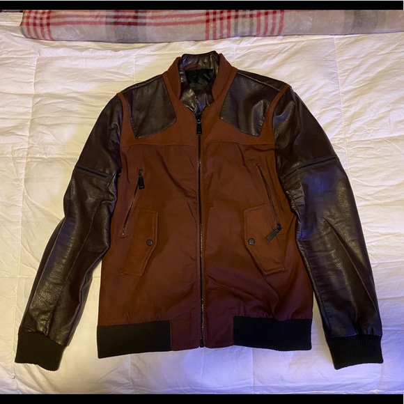 Zara Men’s Large Brown Faux Leather Jacket - Picture 1 of 5